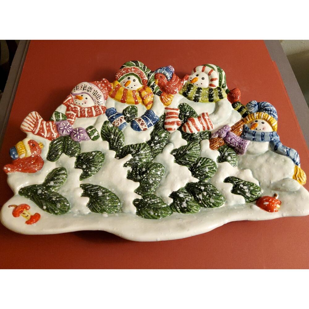 Snowman Ceramic Holiday Platter